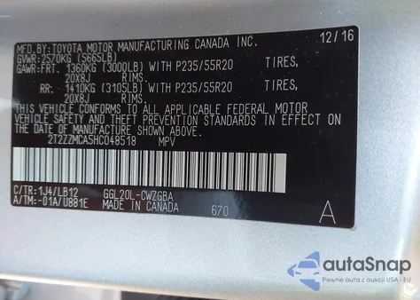 2017 Lexus Rx 350 из США, поврежденный, VIN 2T2ZZMCA5HC048518